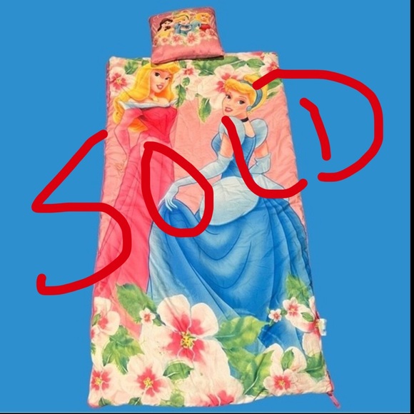 Disney Other - DISNEY PRINCESS 2008 EDITION GIRLS SLEEPING BAG & PILLOW CINDERELLA AURORA BELLE